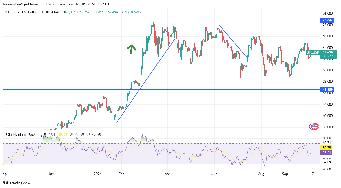 شارت سعر البيتكوين مقابل الدولار الامريكى 